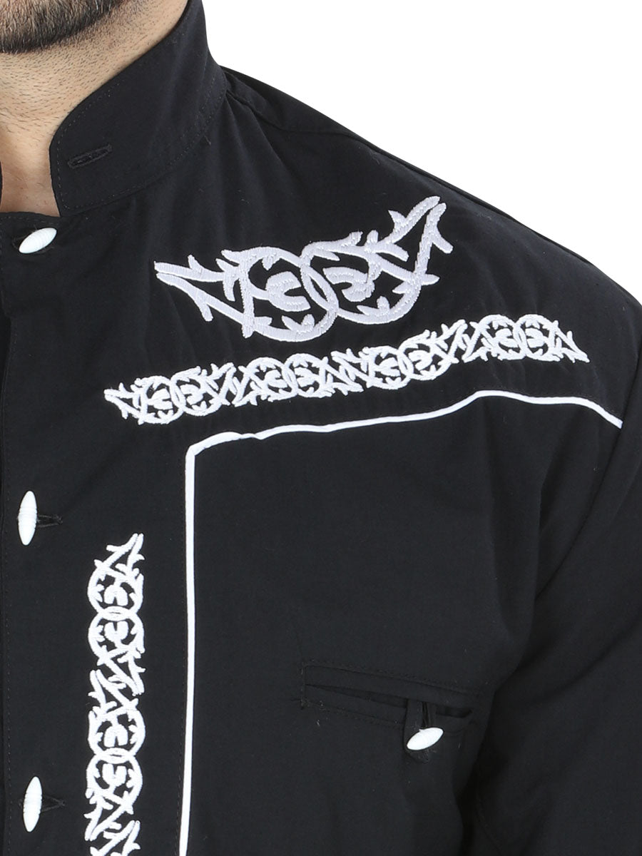 Camisa Bordada Charro El Señor de los Cielos Negro/Blanco 40782