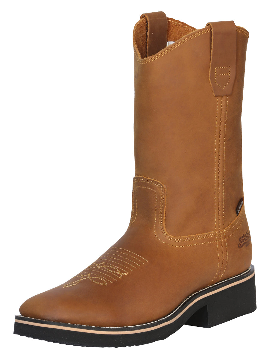 Bota de trabajo Rodeo para hombre Establo - Cuero Crazy en color Mango 41549