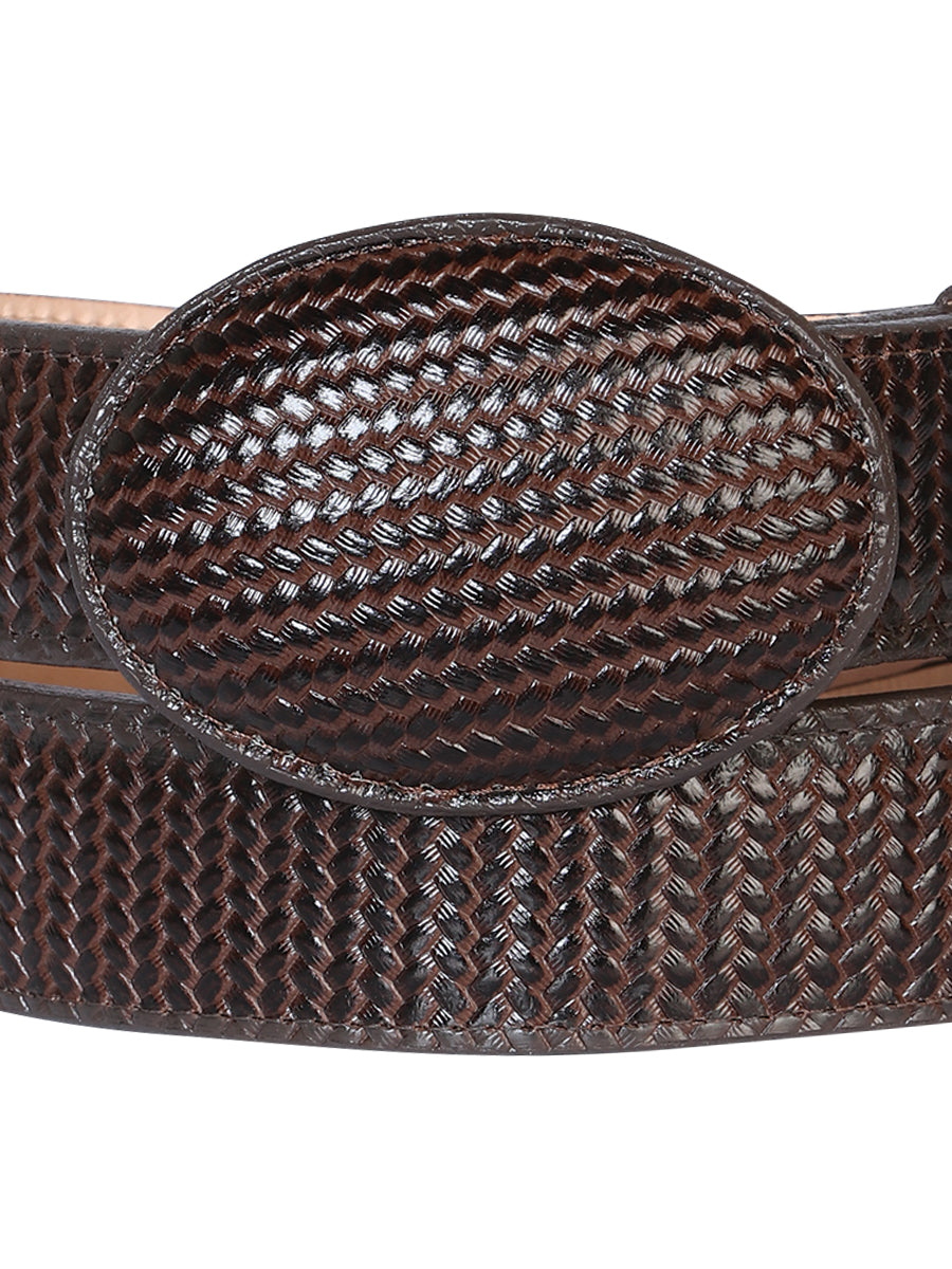 El General Men’s Western Belt Cigar Embossed Woven Leather 41898