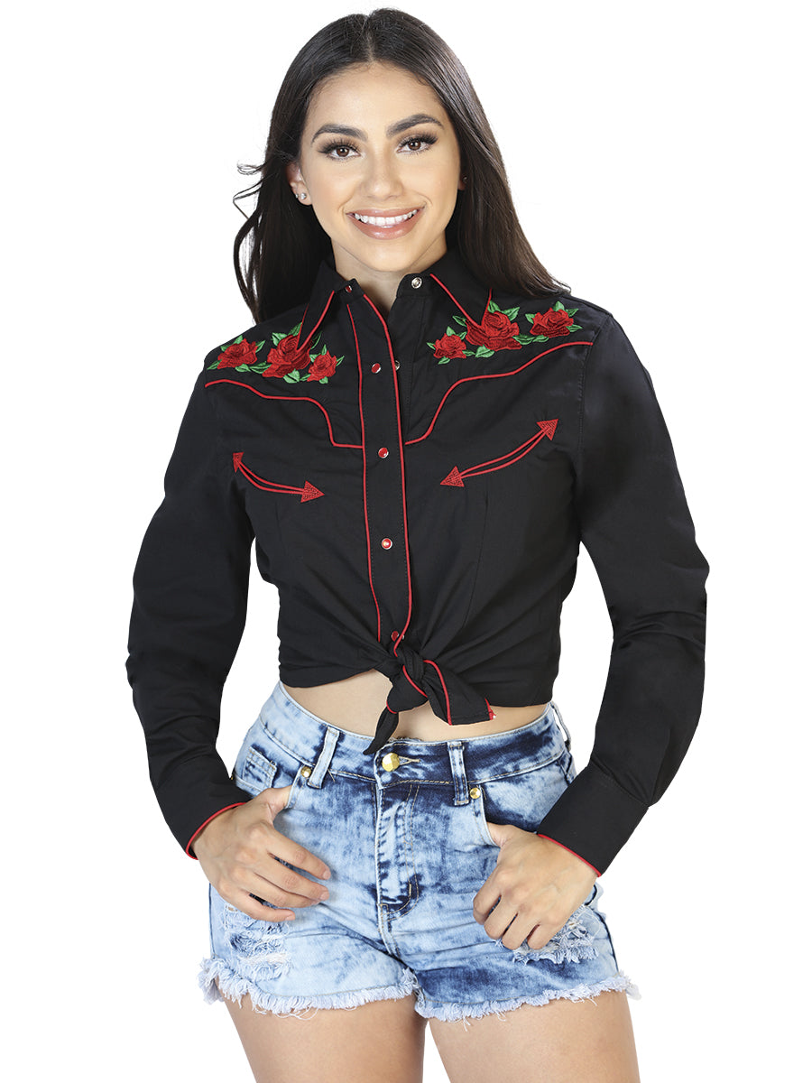 Womens - Black - Embroidered Shirt 42961