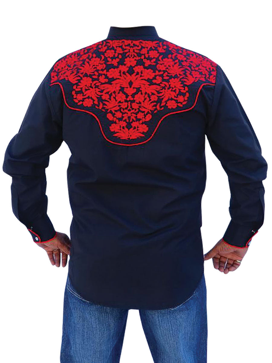 Camisa Bordada El Señor de los Cielos Negro/Rojo 43297