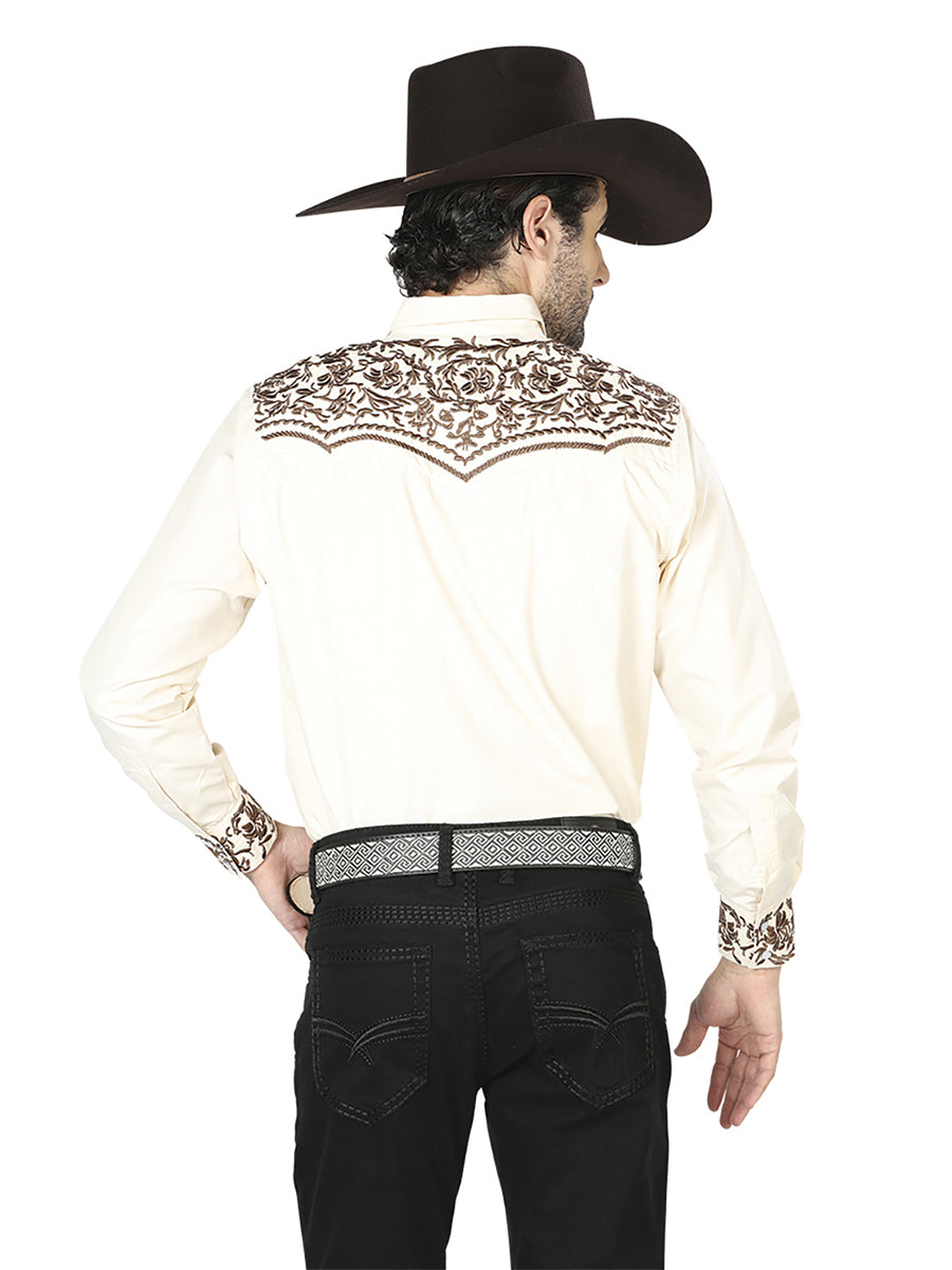 El General Embroidery Western Shirt Beige/Gold 43303