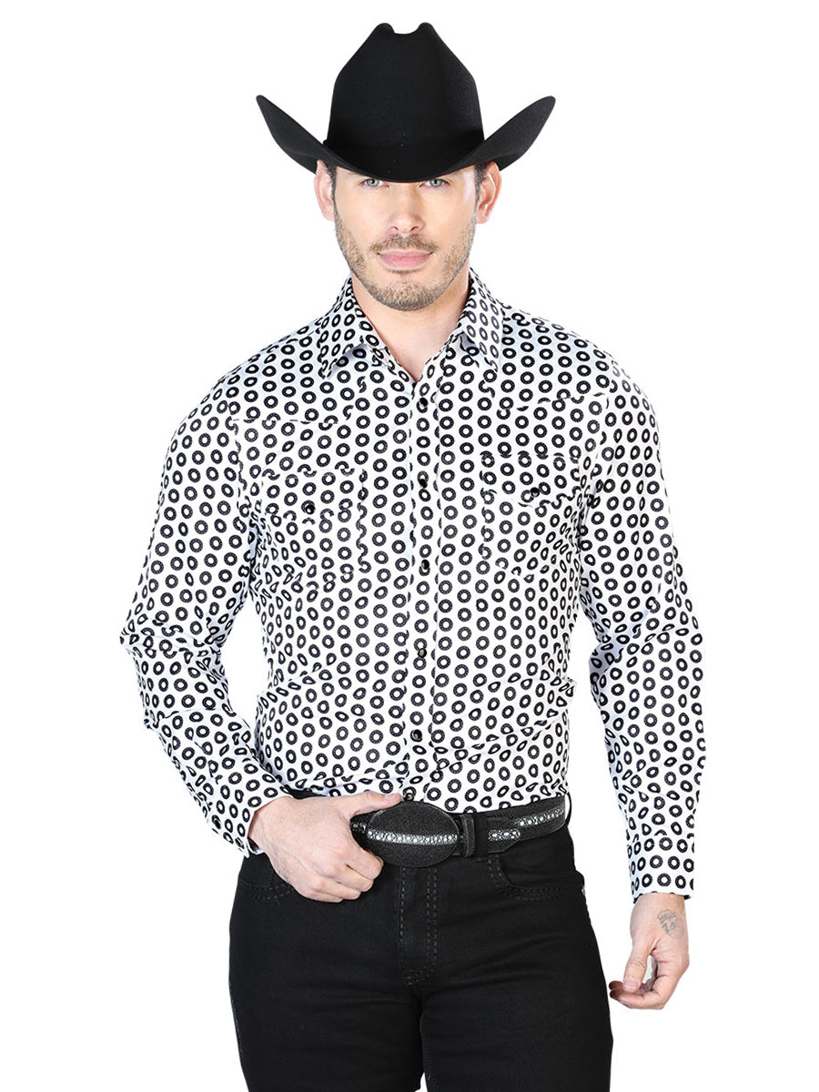 Camisa casual de manga larga blanca y negra 43938