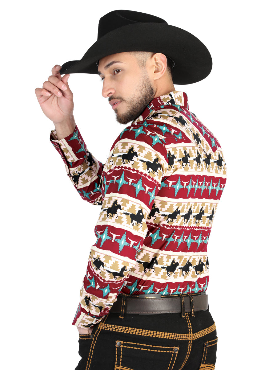 Camisa informal de manga larga El General negra/dorada - Burdeos 44476