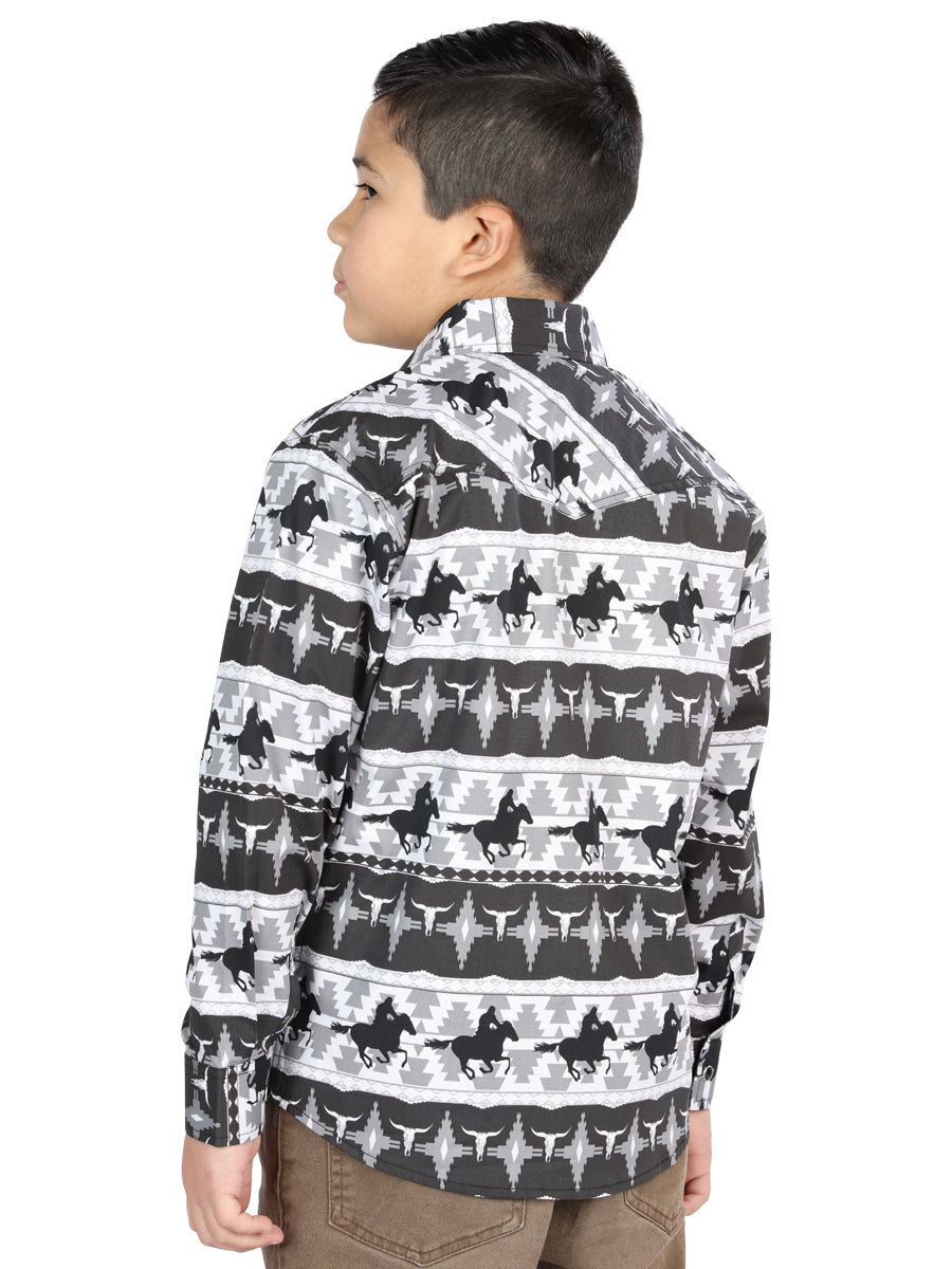 Camisa informal de manga larga de El General, negra, 44495