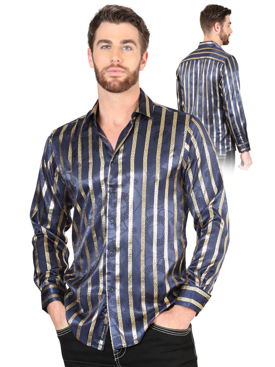 Camisa casual de manga larga El General Navy/Gold 44553