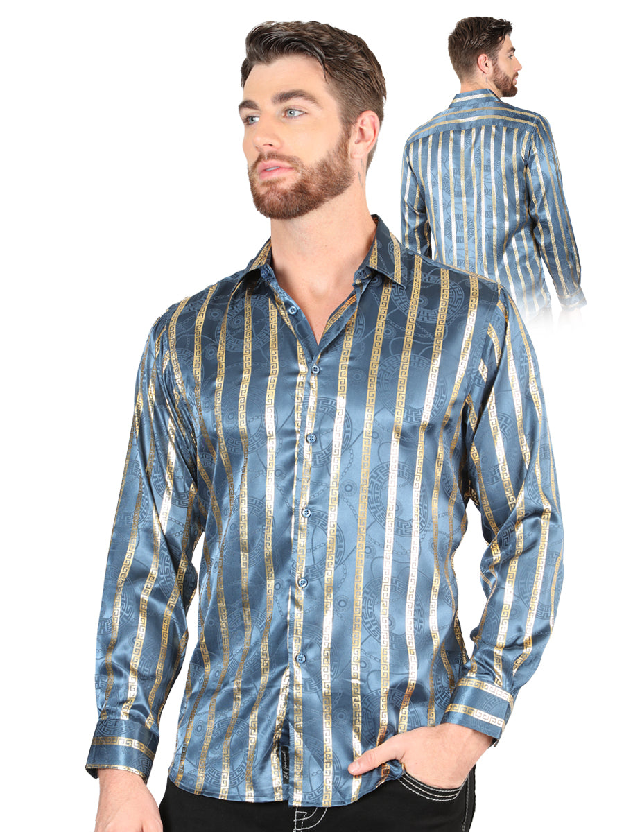 Camisa casual de manga larga El General Teal 44580