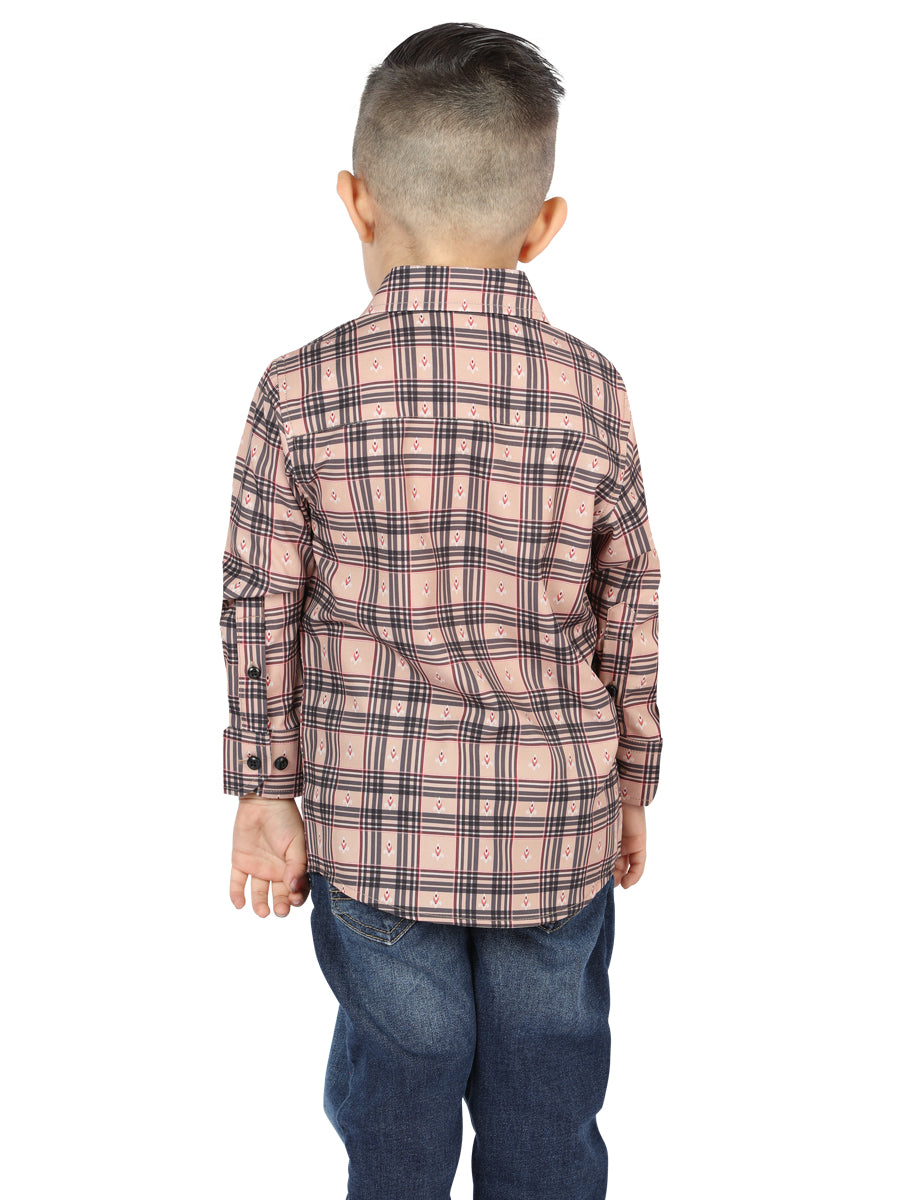 Camisa casual de manga larga El General Beige/Negro 44731