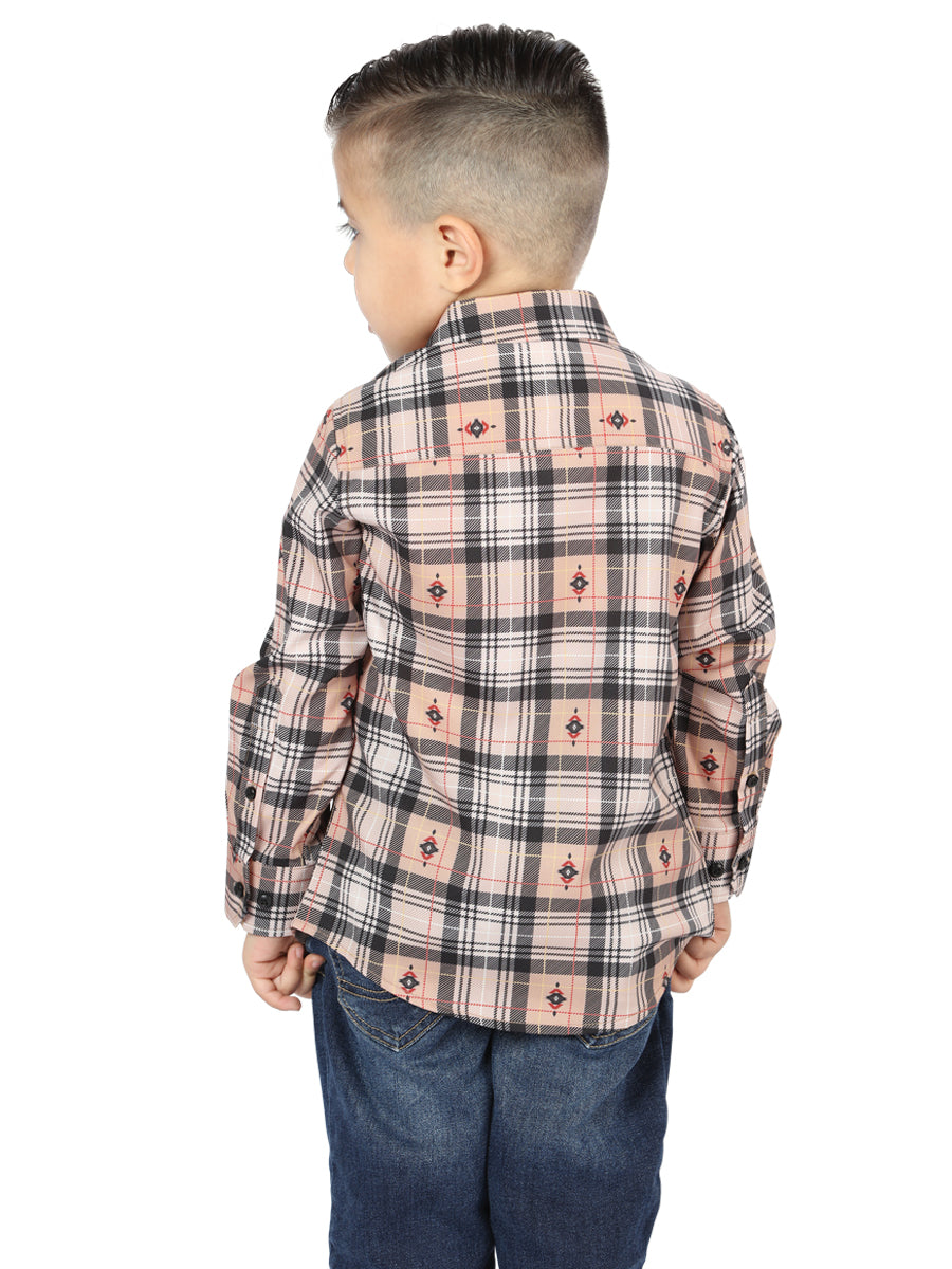 Camisa casual de manga larga El General Beige/Negro 44732