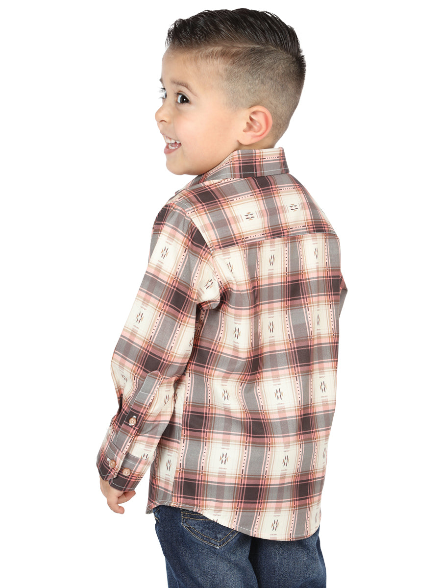 Camisa casual de manga larga El General color naranja/beige 44733