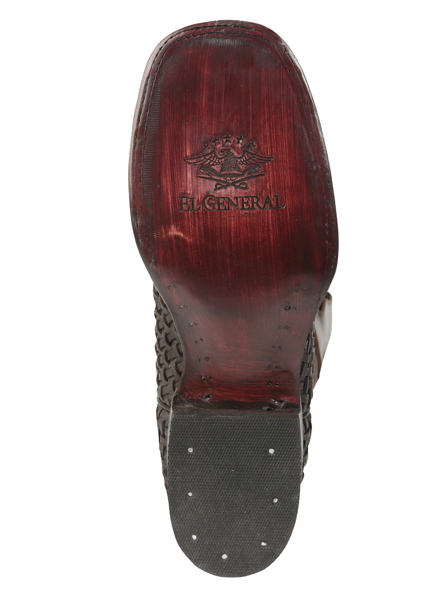 Botas de rodeo de piel para hombre El General Petatillo - Chocolate 45013