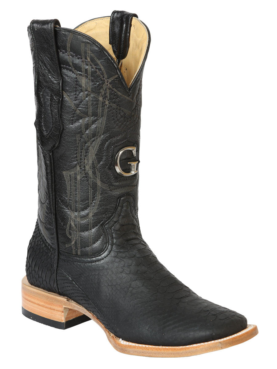 Botas de rodeo El General para hombre, de piel de pitón exótica - Negras 45503