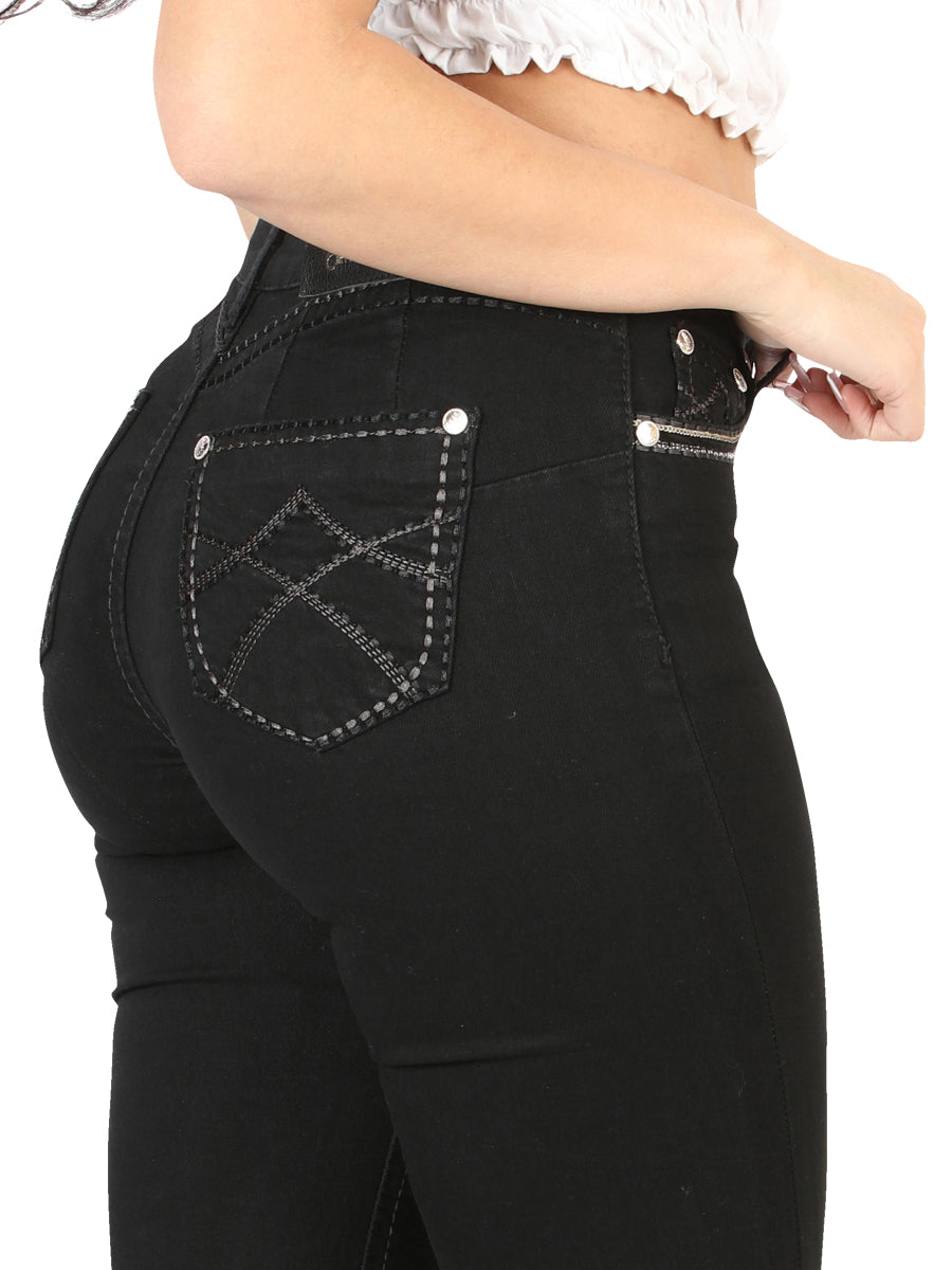 Pantalones vaqueros negros de corte bota Centenario para mujer 45543
