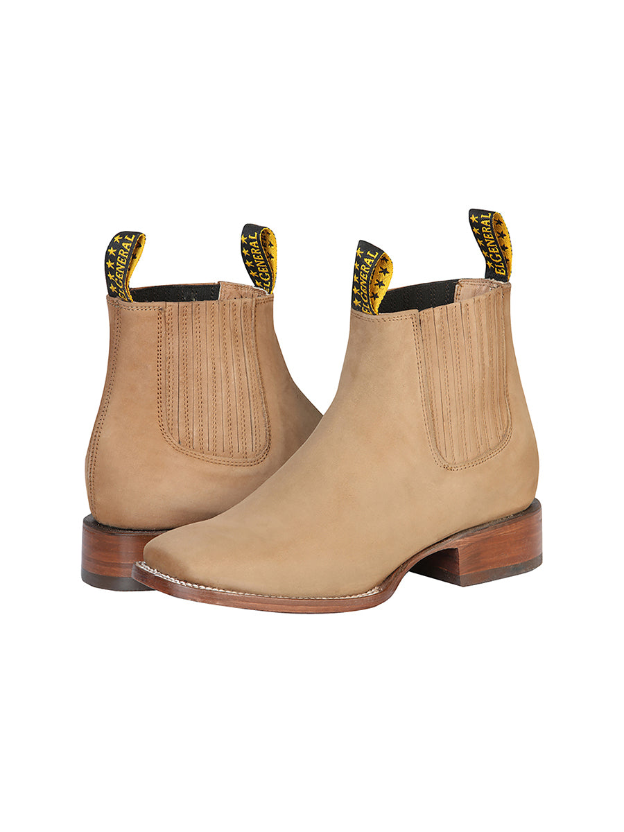 Botín El General de punta cuadrada - Nobuck marrón claro 126200