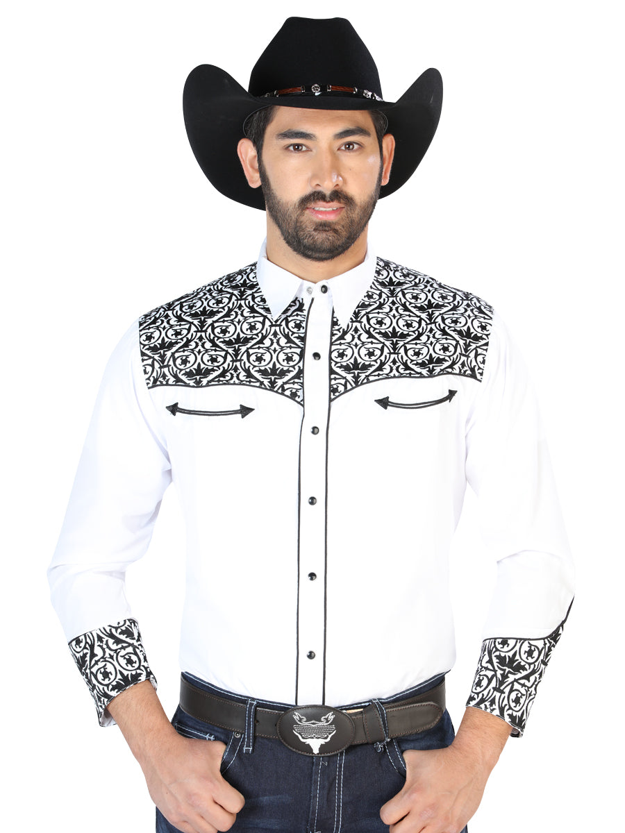 Camisa Bordada El Señor de los Cielos Blanco/Negro 126705