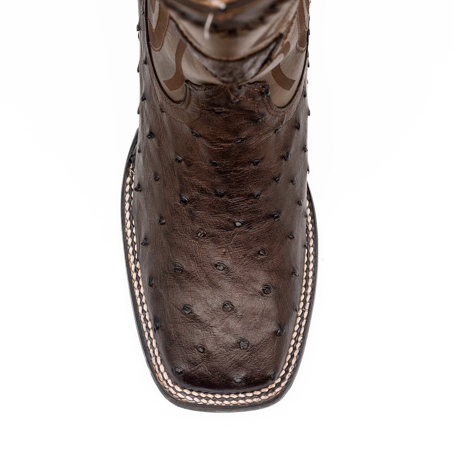 Men's Ostrich Round Toe Boots - Brown