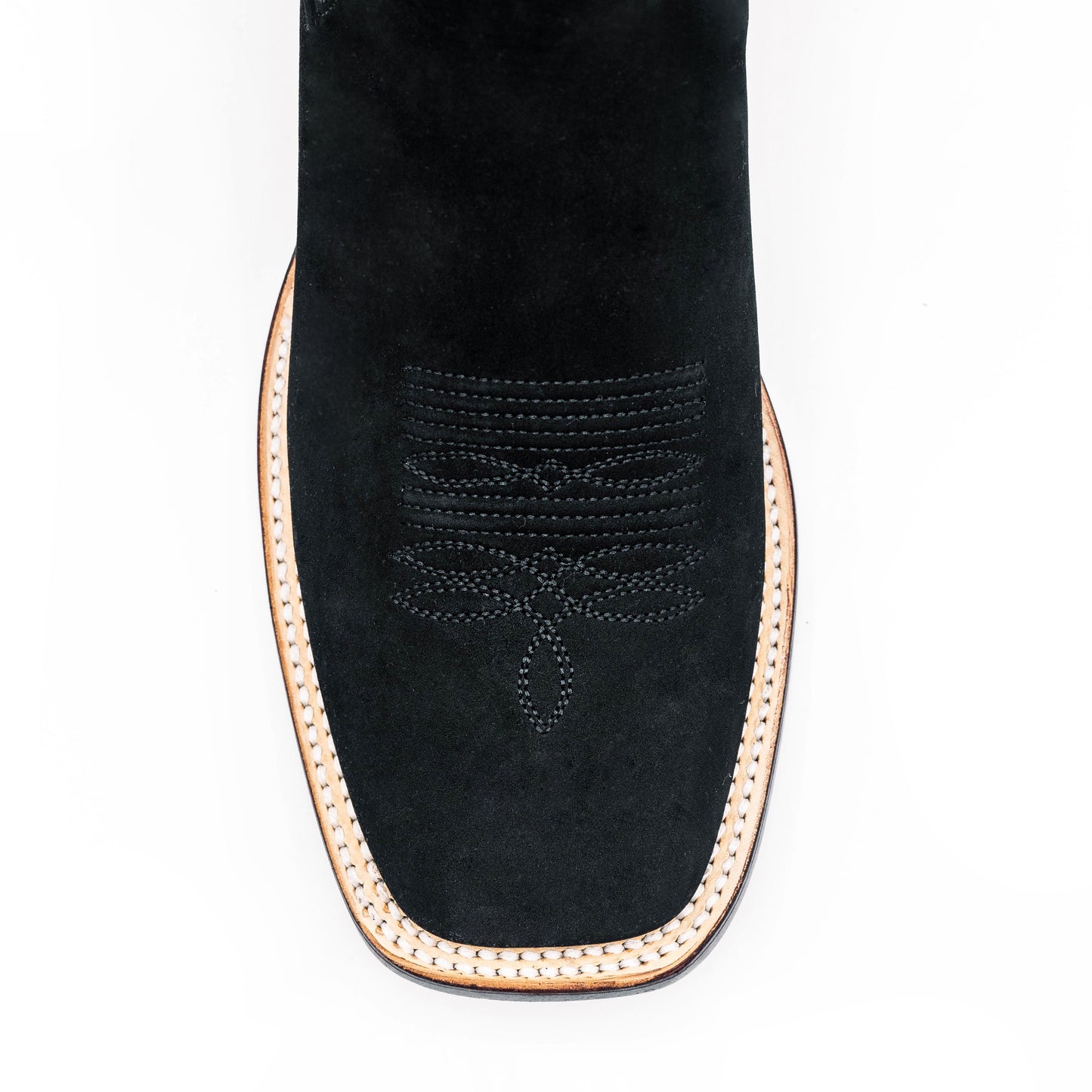 Men's Nubuck Black Cowboy Boots Square Toe