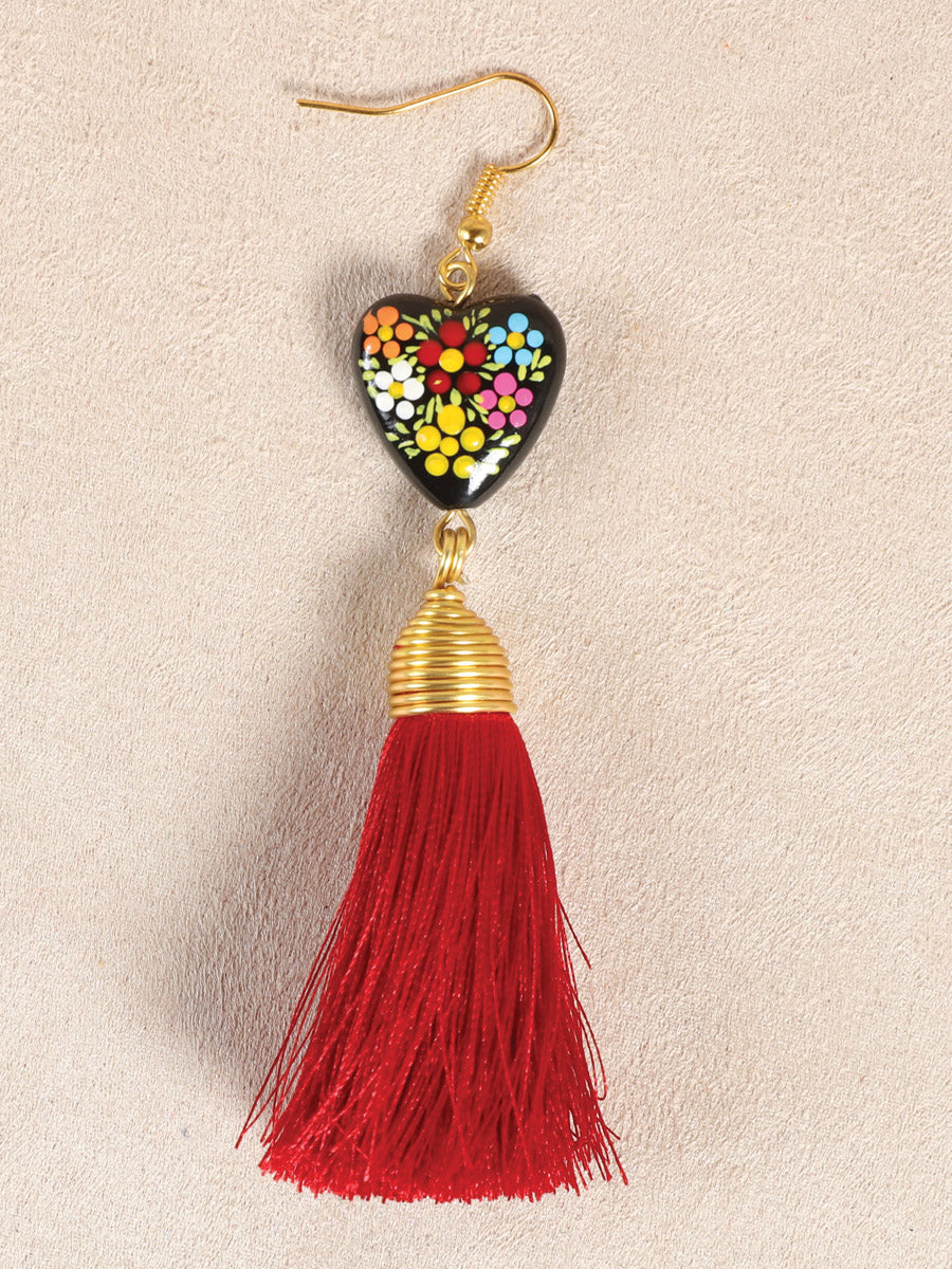 Pendientes artesanales pintados a mano, rojos 602162