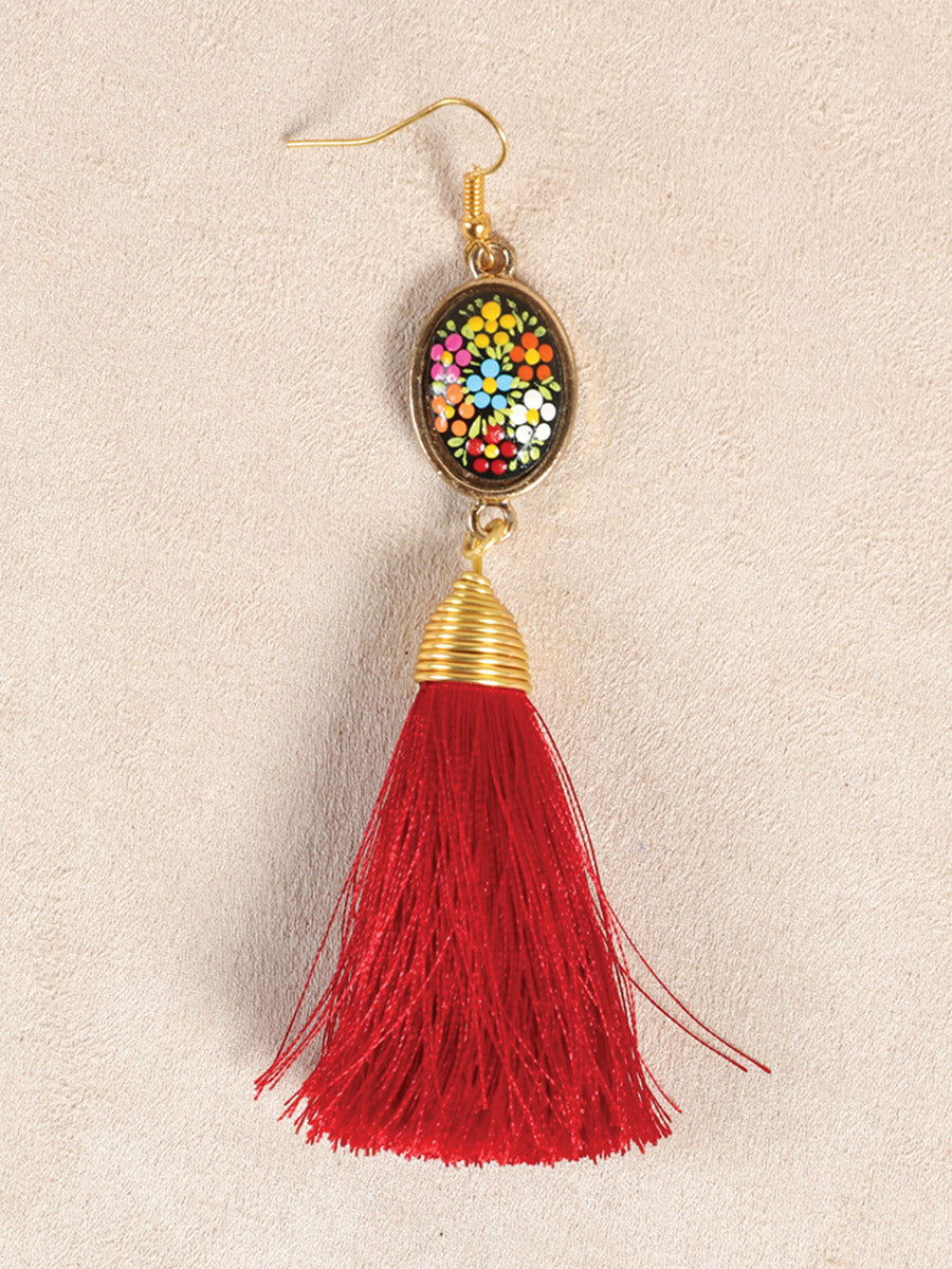 Pendientes artesanales pintados a mano, rojos 602170