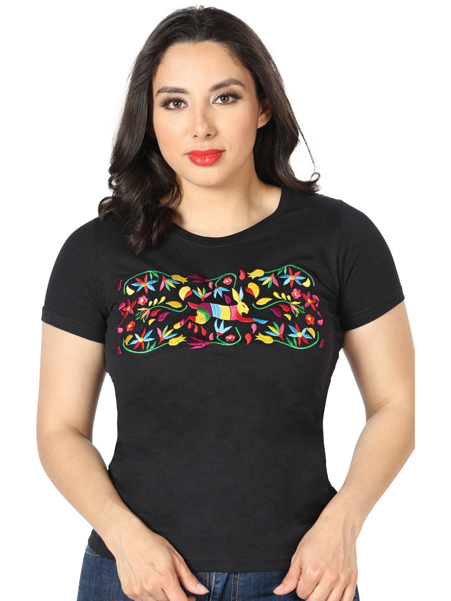 Camiseta negra bordada artesanalmente 602761