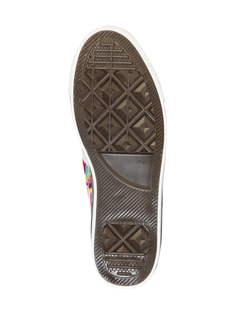 Zapatillas bordadas artesanalmente en lona textil blanca 602782