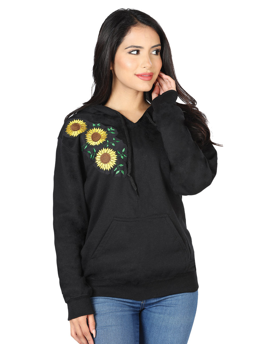 Sudadera bordada artesanalmente 100% algodón negra 602823