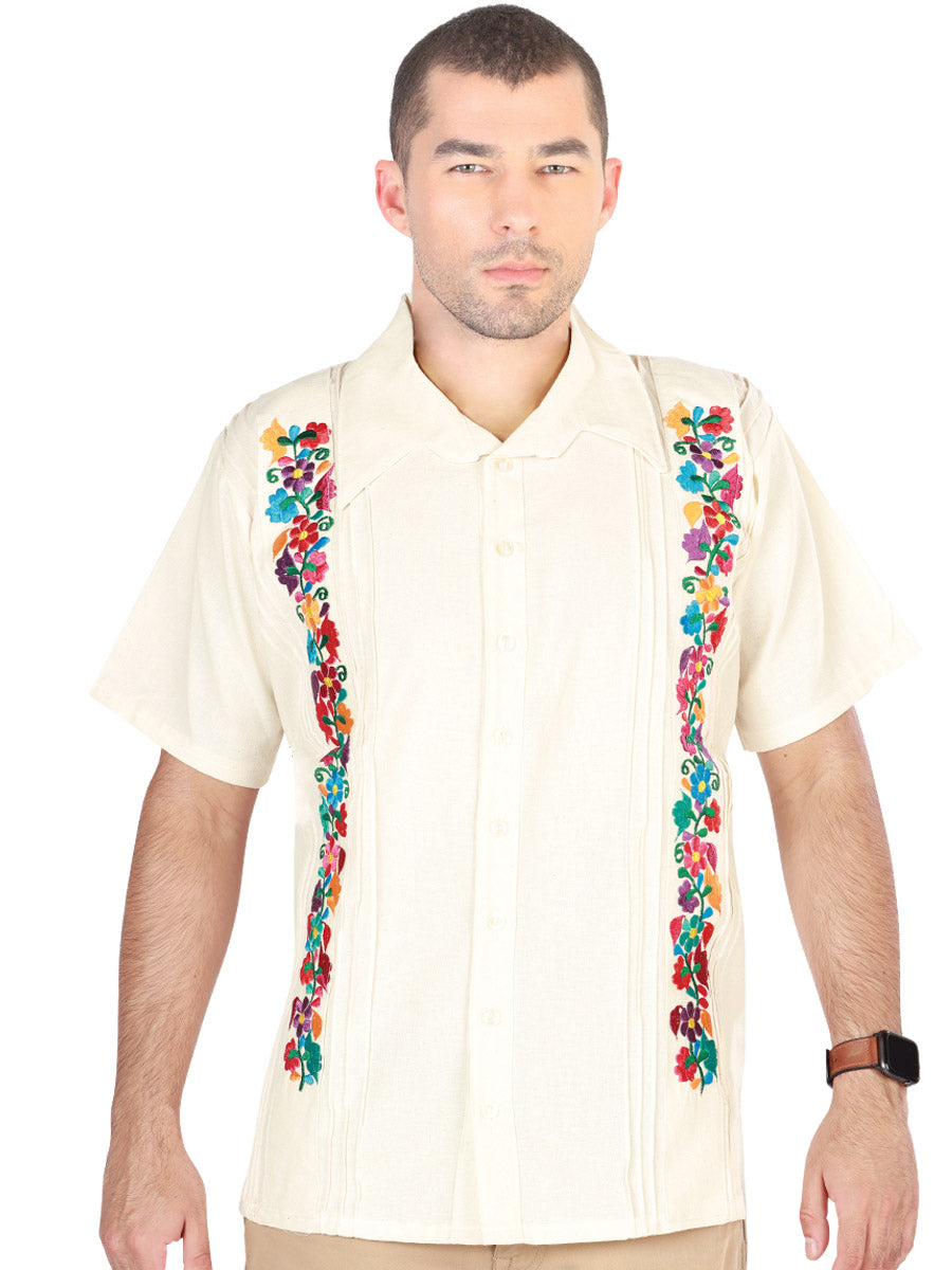 Guayabera mexicana bordada, 100% algodón, beige, 603112
