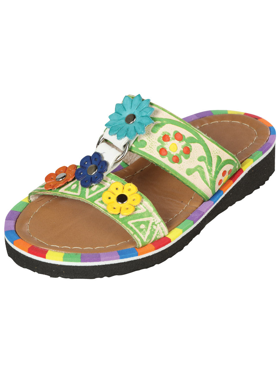 Sandalias artesanales mexicanas de cuero multicolor 603384