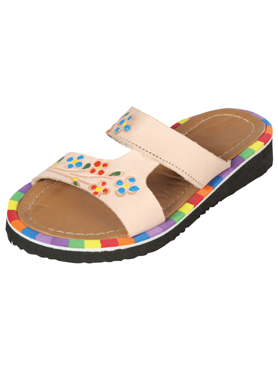 Sandalias artesanales mexicanas de piel color beige 603387
