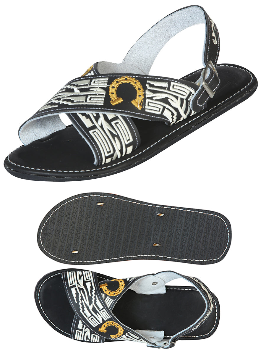 Sandalias artesanales mexicanas 50% cuero, 50% sintético Negro 603788