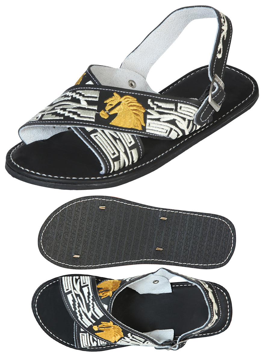 Sandalias artesanales mexicanas 50% cuero, 50% sintético Negro 603792