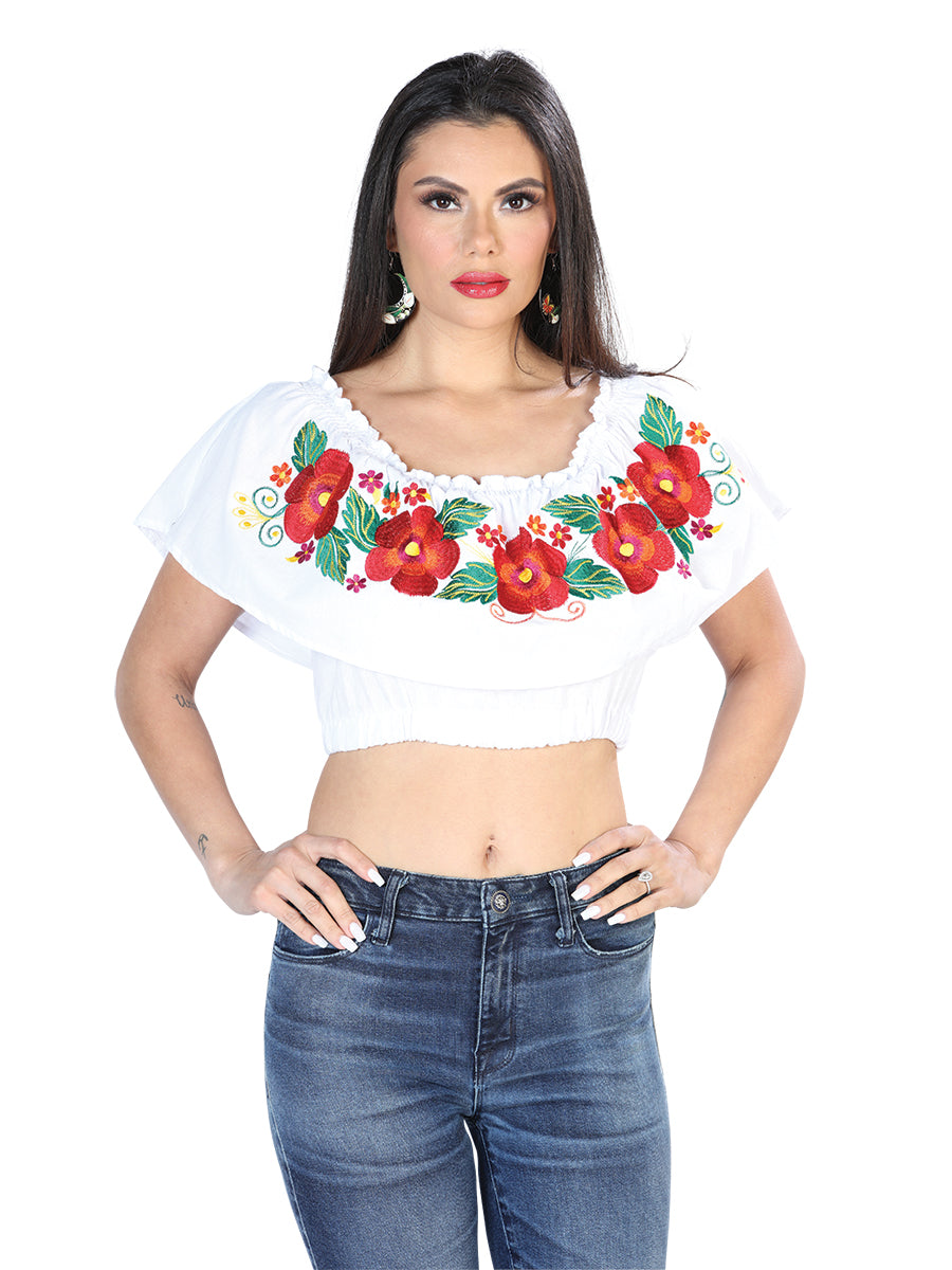 Blusa bordada artesanalmente, 100% algodón, blanca, 603895