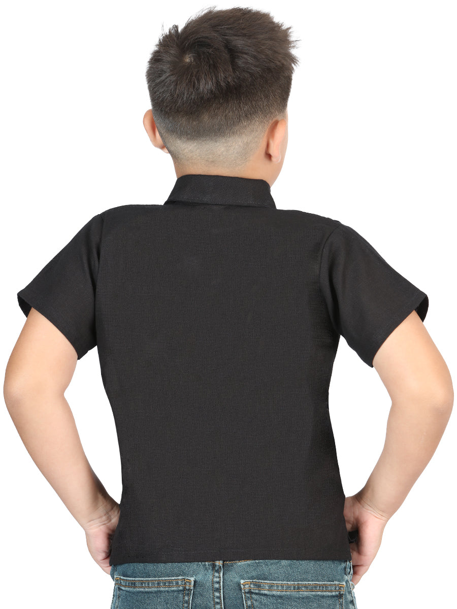 Camisa bordada artesanalmente 100% algodón negra 603980