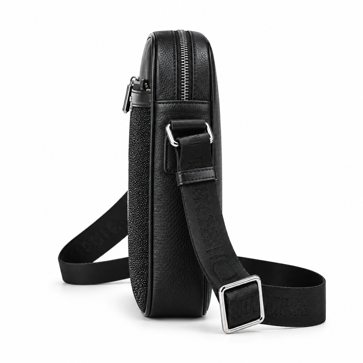 Men's Black Stingray Leather Crossbody Bag – Genuine Leather Western Shoulder Bag