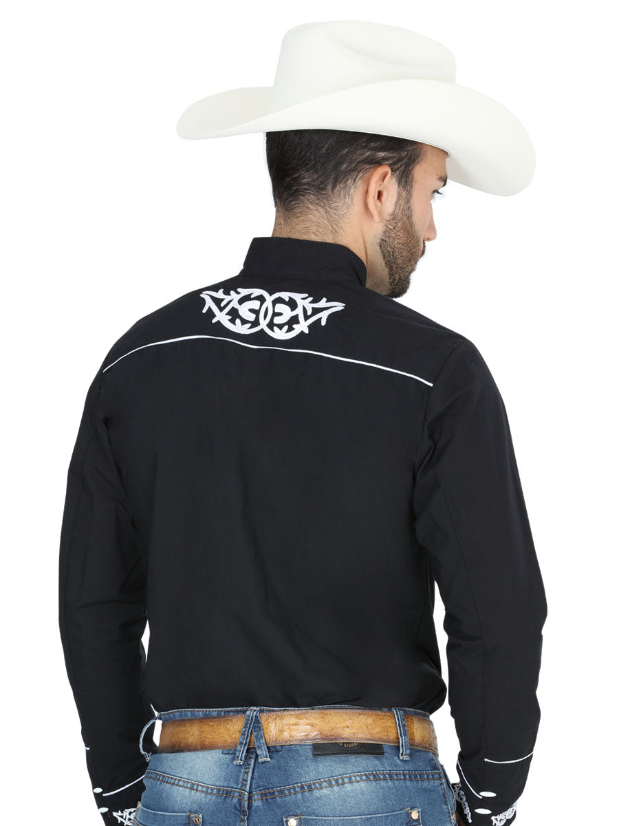 Camisa Bordada Charro El Señor de los Cielos Negro/Blanco 40782