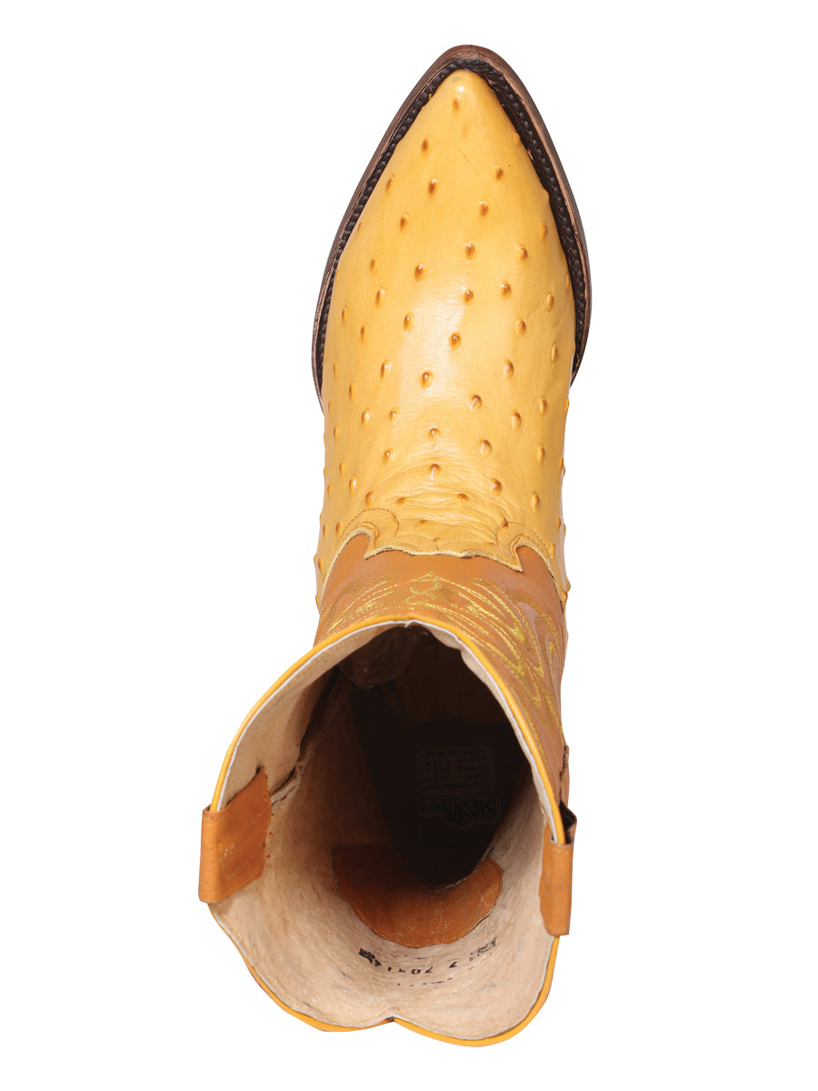 El Señor de los Cielos Men’s Western Boot - Ostrich Print Leather -  Butter 40837