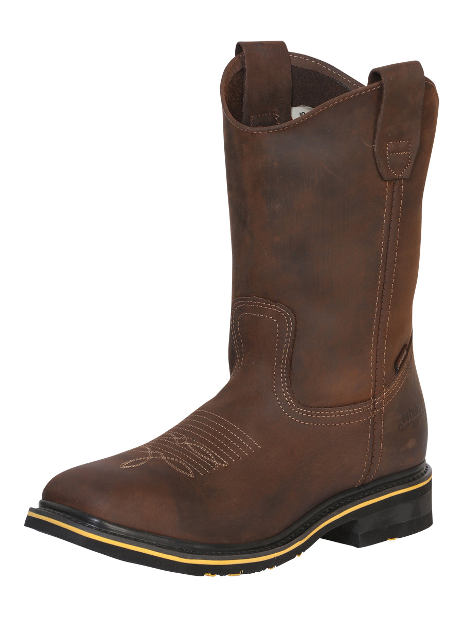 Bota Rodeo para hombre Establo - Cuero Crazy color canela con punta de acero 41544