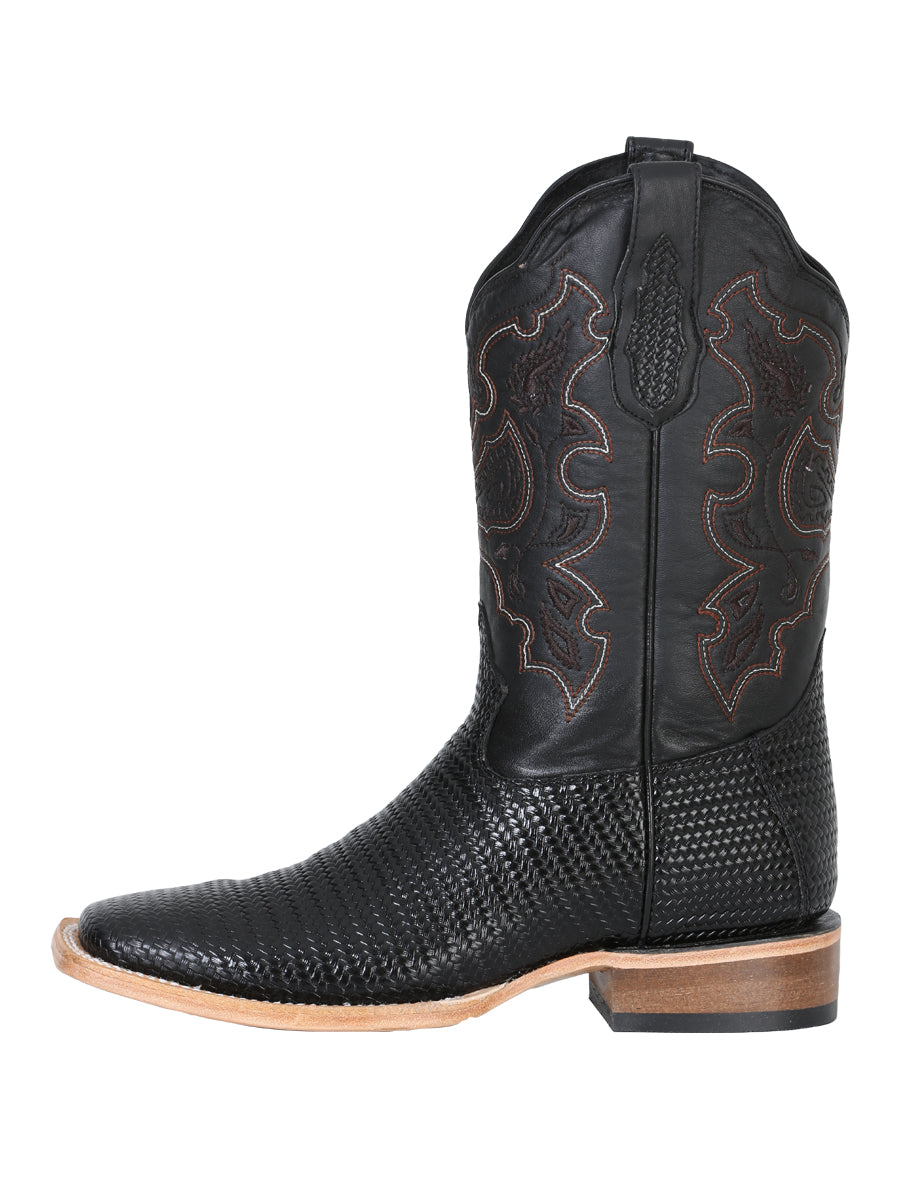 Bota Rodeo para hombre El General - Cuero trenzado repujado - Negro 41790