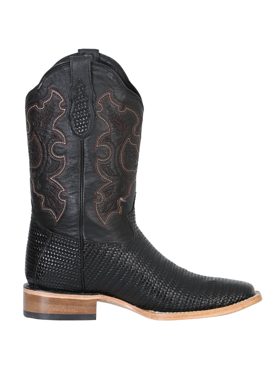 Bota Rodeo para hombre El General - Cuero trenzado repujado - Negro 41790