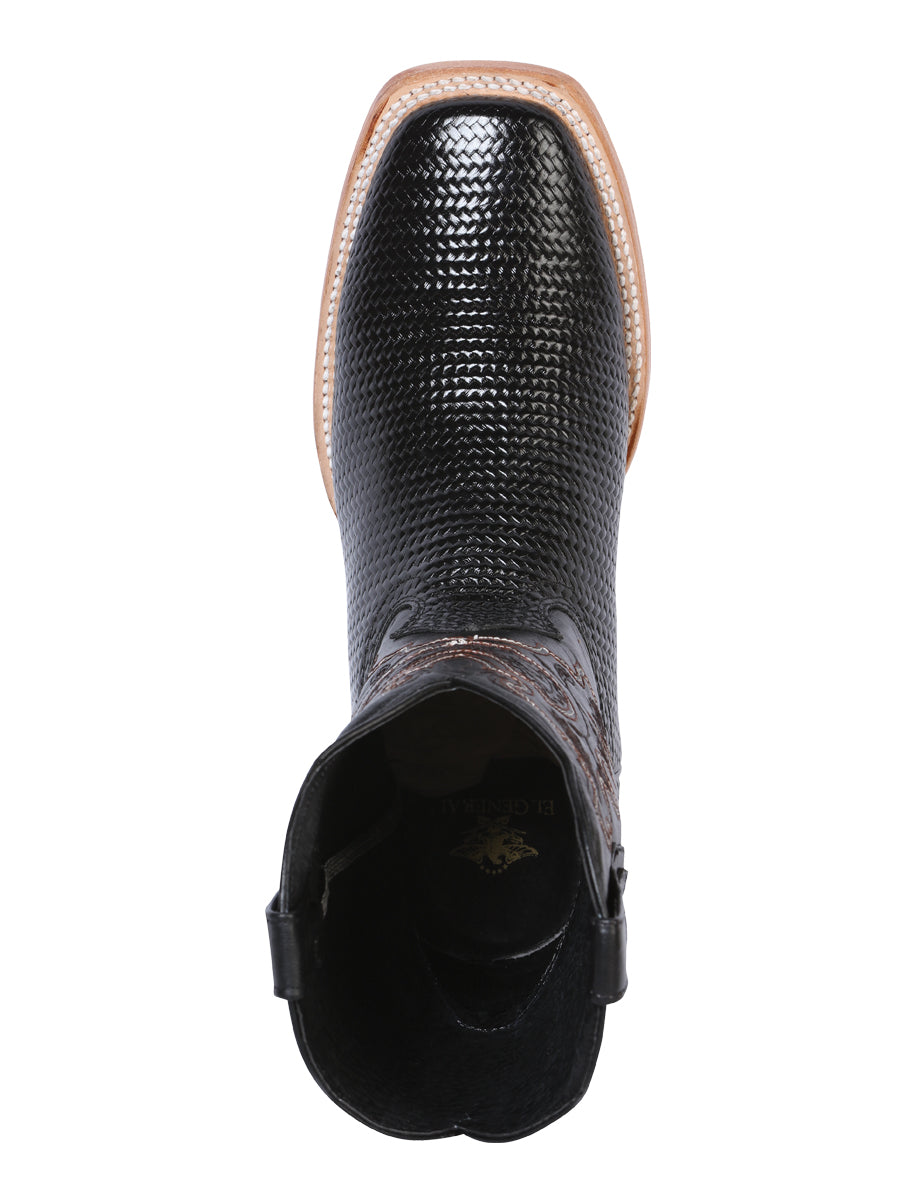 Bota Rodeo para hombre El General - Cuero trenzado repujado - Negro 41790