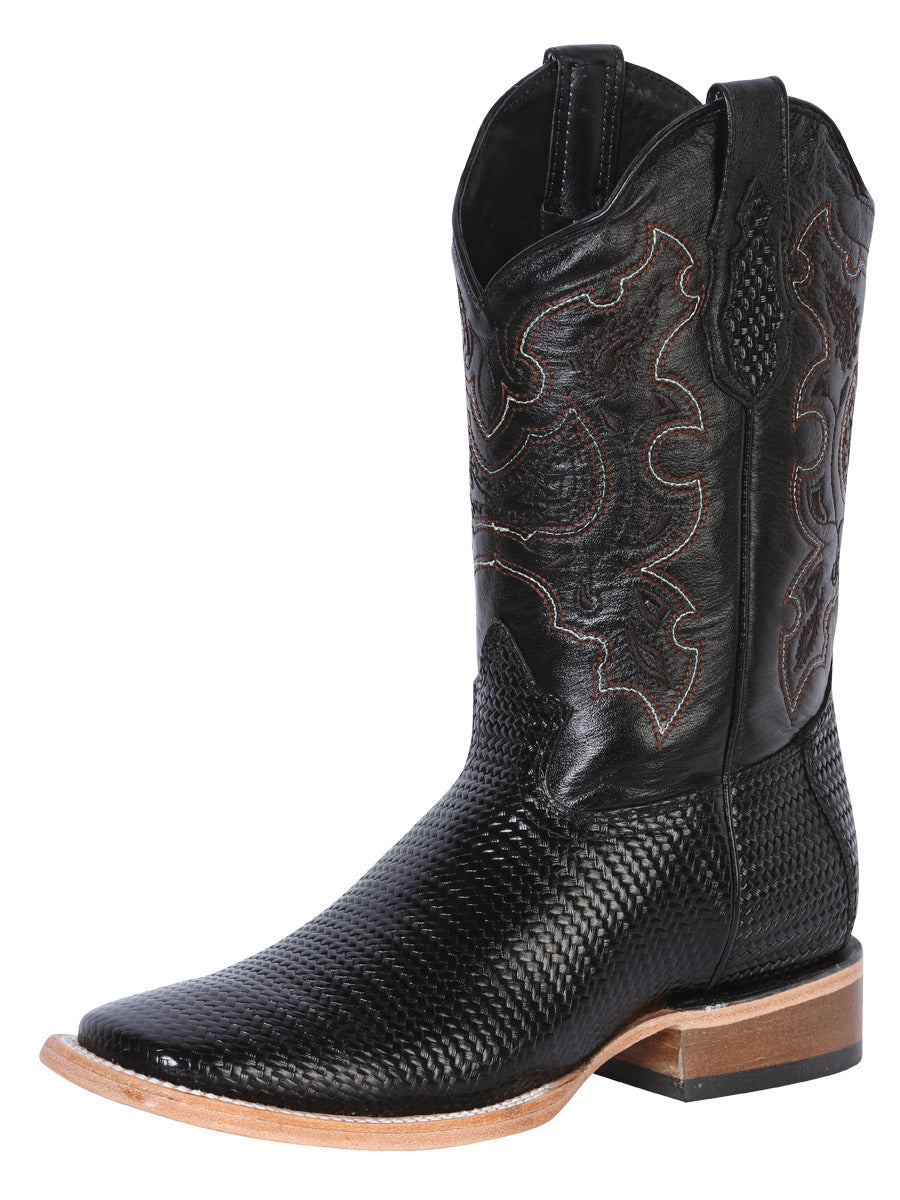 Bota Rodeo para hombre El General - Cuero trenzado repujado - Negro 41790