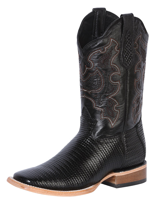 Bota Rodeo para hombre El General - Cuero trenzado repujado - Negro 41790