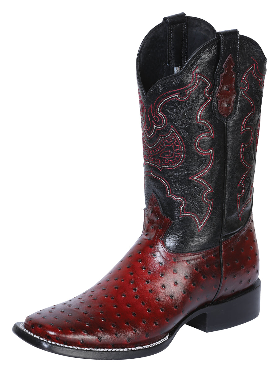 Bota Rodeo El General - Avestruz Estampada Burdeos 41901