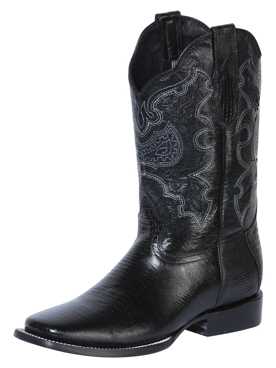 Bota Rodeo para hombre El General - Imitación de lagarto - Negra 41904