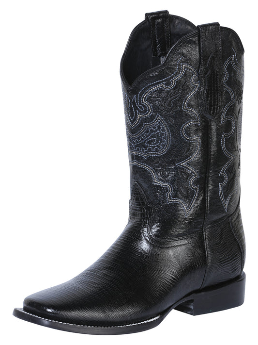 Bota Rodeo para hombre El General - Imitación de lagarto - Negra 41904