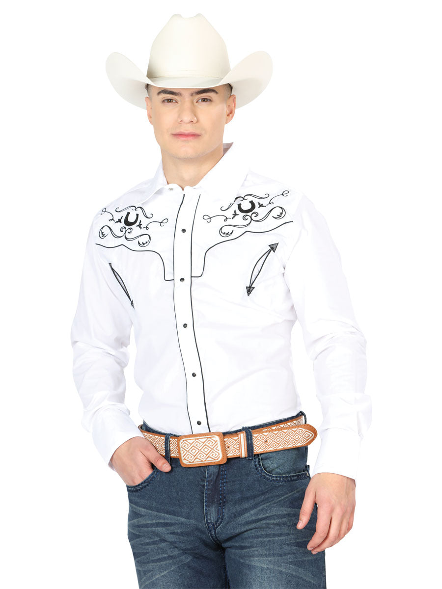 Camisa vaquera bordada El General blanca/negra 42946
