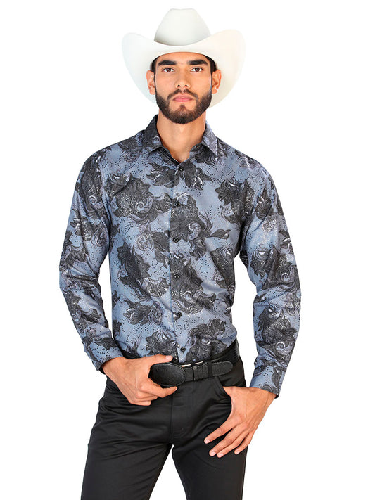 Camisa negra informal de manga larga 43775