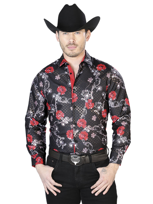 Camisa negra informal de manga larga 43809