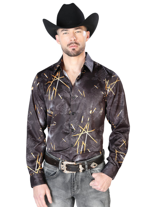 Camisa negra casual de manga larga 43989