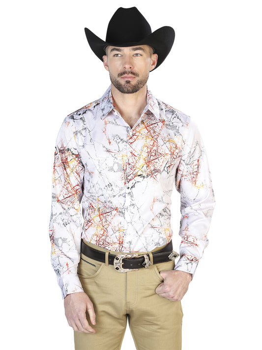 Camisa blanca casual de manga larga 43993